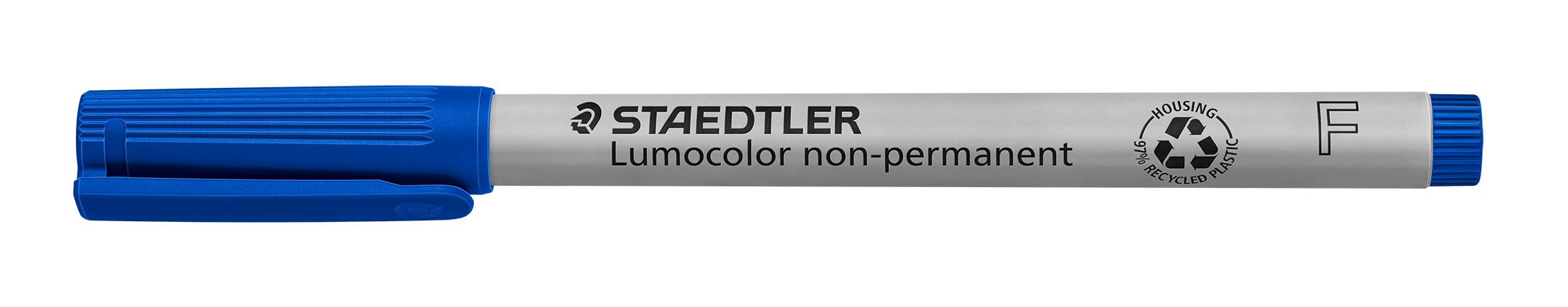 Staedtler Lumograph Non-Permanent Wet Erase Marker Pens, Fine Tip Refillable Colored Marker, Blue, 315-3