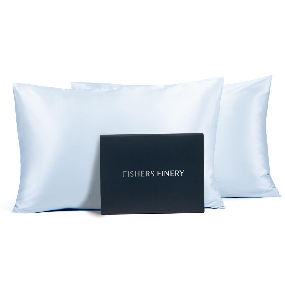 Fishers Finery 25Mm 100% Pure Mulberry Silk Pillowcase, Good Housekeeping Winner (Blue, King 2 Pack)