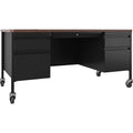 Lorell Fortress Series Top Teacher'S Pedestal Desk, Black Walnut