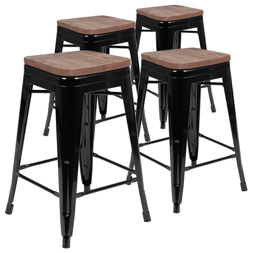 Flash Furniture Sinclair 24 High Backless Purple Counter Height Stool with Square Wood Seat