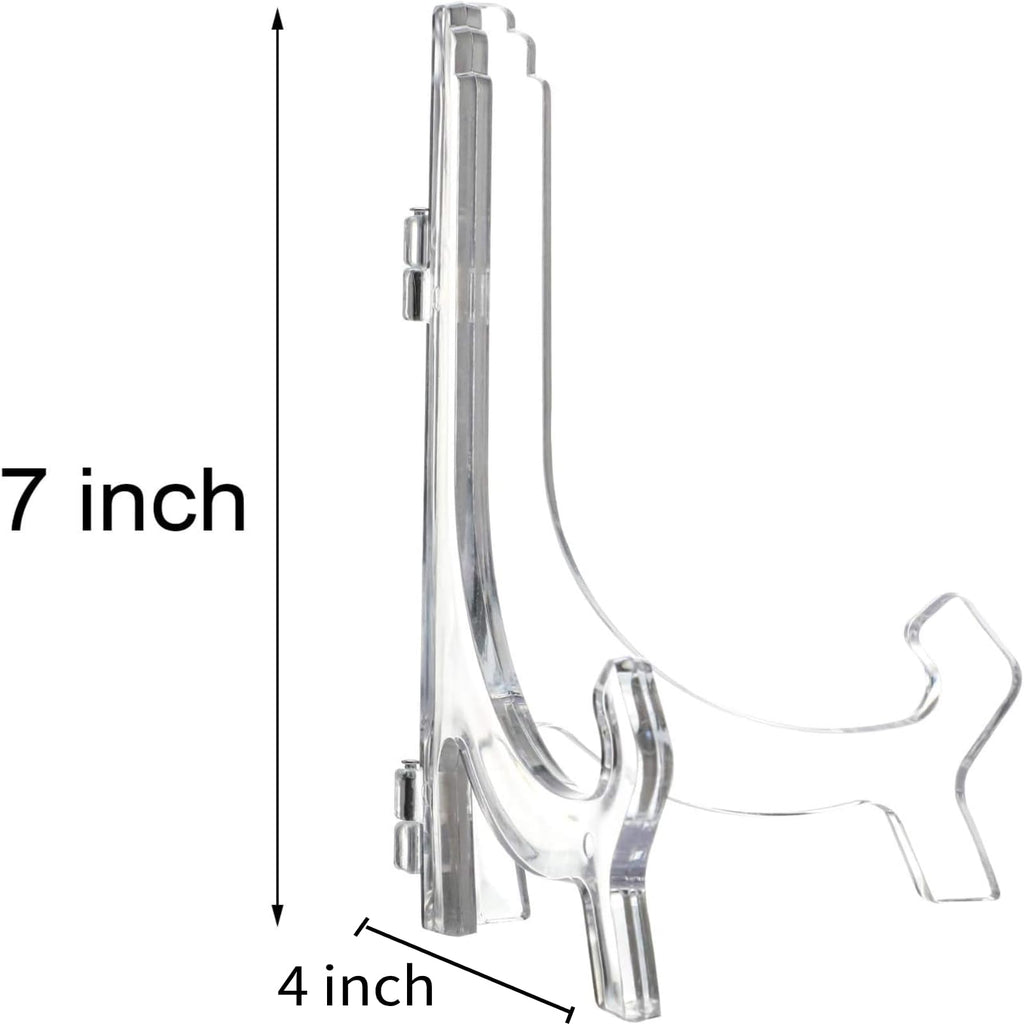 6 Pack 7 Inch Acrylic Easel Stand, Display Stand, Plate Stands For Display, Photo Holder Picture Frame Book Stand (Clear)
