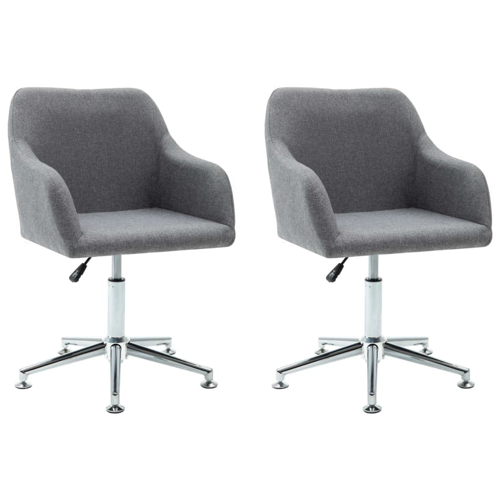 vidaXL Light Gray Fabric Swivel Dining Chairs - Set of 2 - Ergonomic Design, Adjustable Height, 360-Degree Rotatable - Ideal for Dining Room, Office, and Lounge