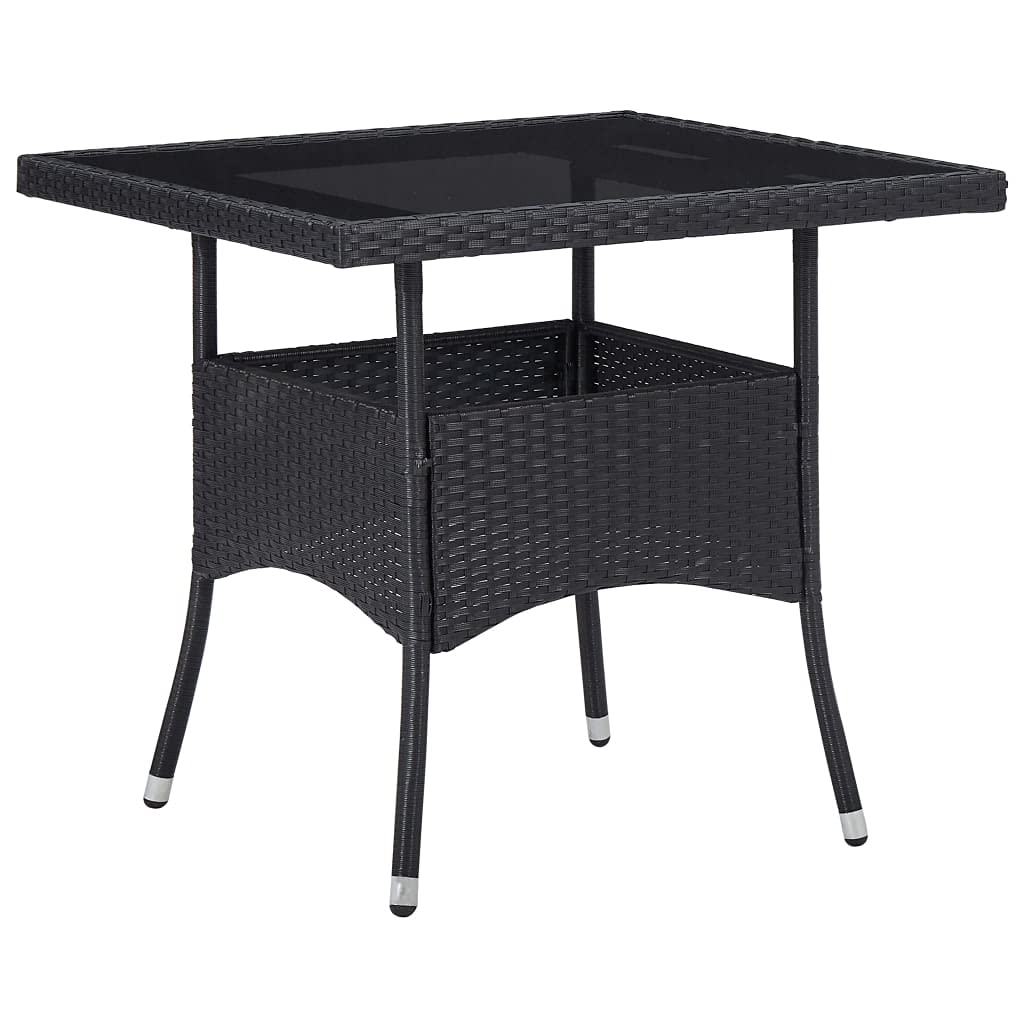 vidaXL Outdoor Dining Table, Patio Table with Glass Top, Garden Table with Storage, Garden Furniture for Front Porch Deck Lawn B