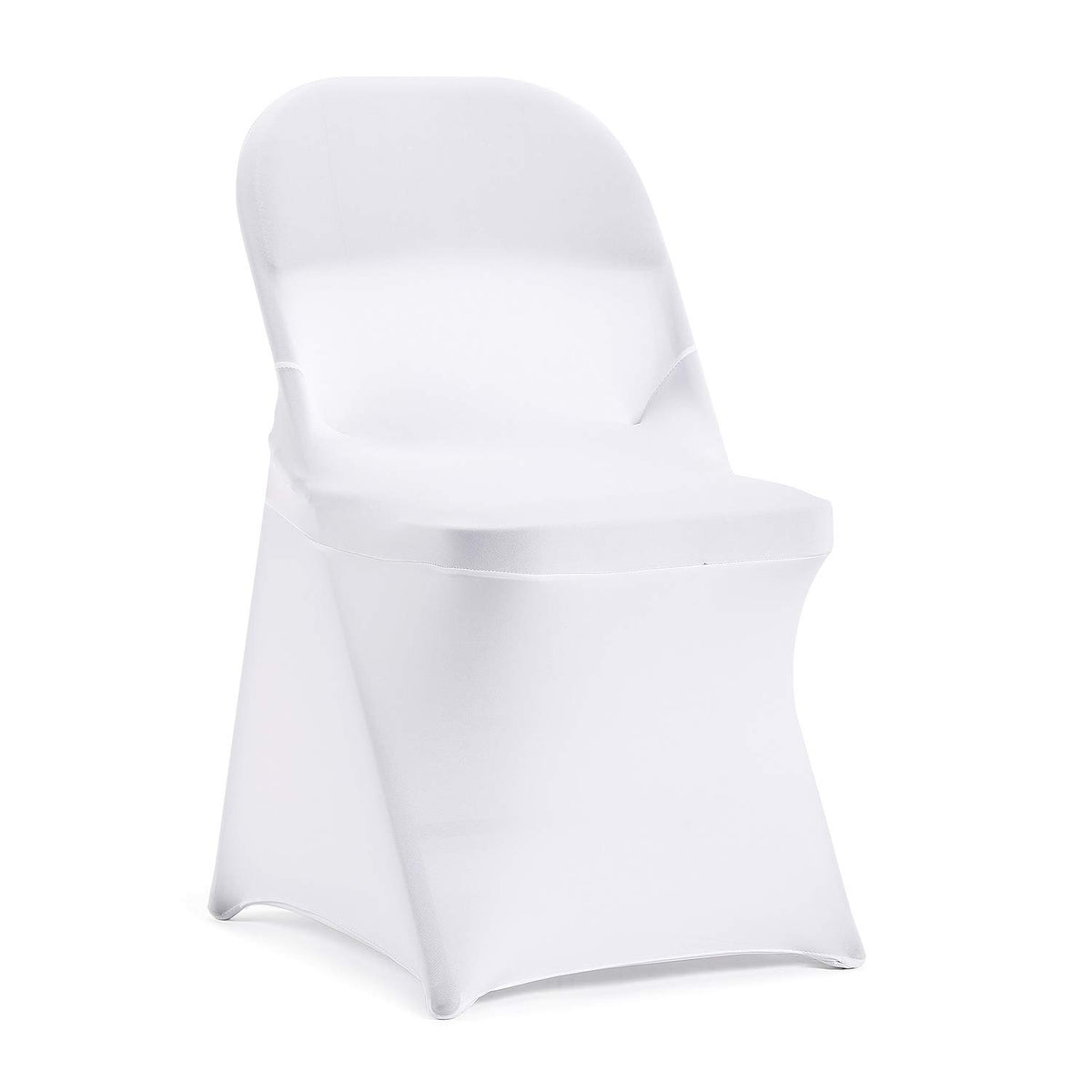Peomeise Stretch Spandex Folding Chair Cover For Wedding Party Dining Banquet Event (White,25Pcs)