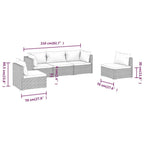 vidaXL 5 Piece Patio Lounge Set with Poly Rattan Material – Modular and Versatile Outdoor Furniture – Comfortable Cushions Included – Powder Coated Steel Frame