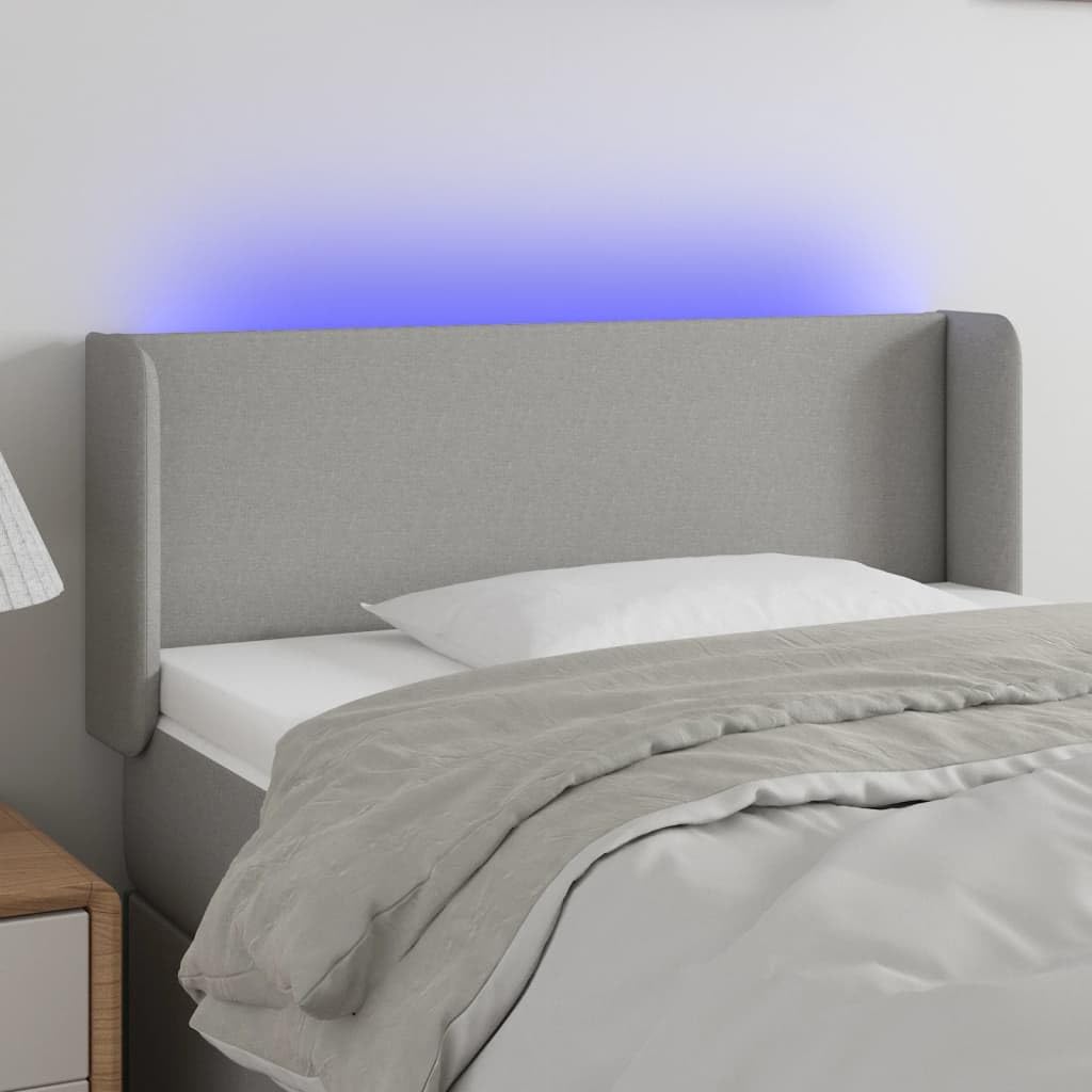 vidaXL LED Headboard, Upholstered Headboard for Bed Home, Bed Headboard with LED Light, Bedroom Furniture, Light Gray 40.6"x6.3"x30.7"/34.6" Fabric