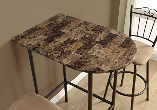 Monarch Specialties 2315 Table, Height, Pub, 36&quot; Rectangular, Small, Kitchen, Laminate, Brown Look, Contemporary, Modern Home Bar-24&quot;X 36&quot; Espresso Marble Metal, 35.5&quot;L X 23.75&quot;W X 41&quot;H, Cappuccino