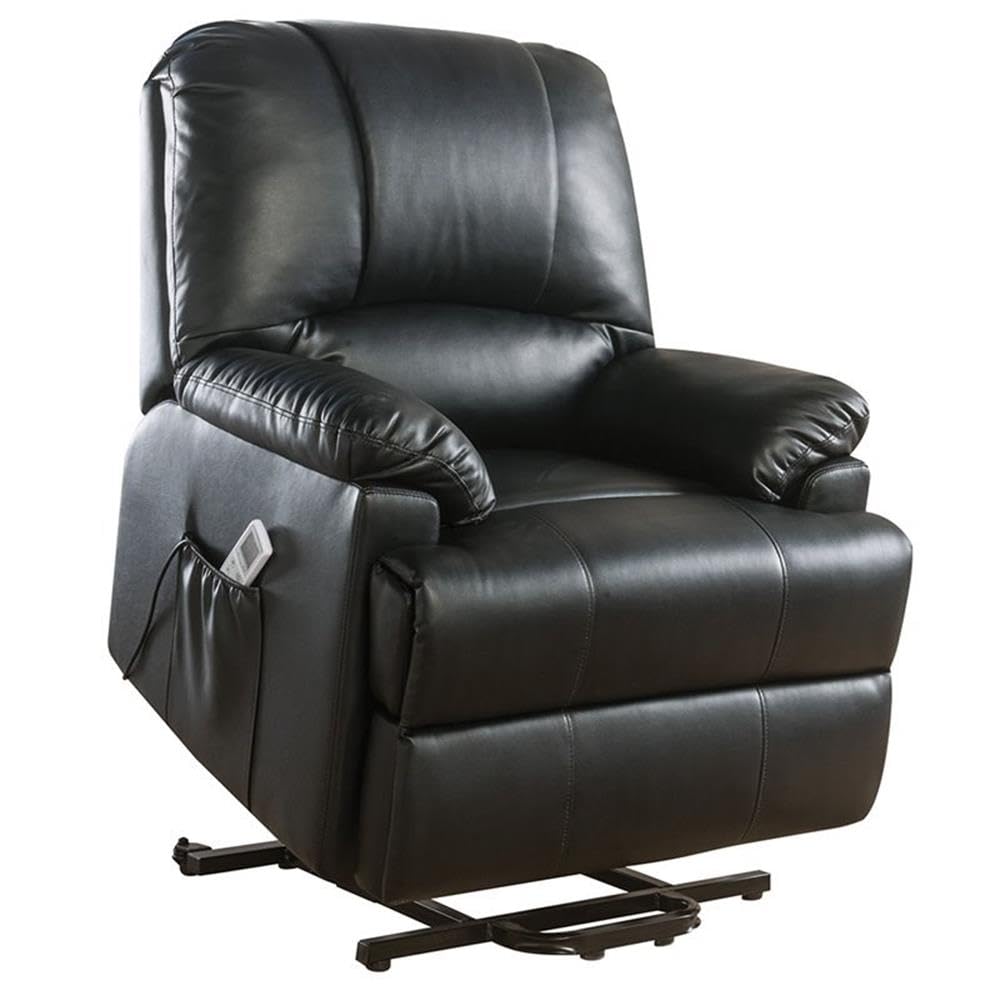 Acme Ixora Faux Leather Upholstered Recliner with Power Lift in Black