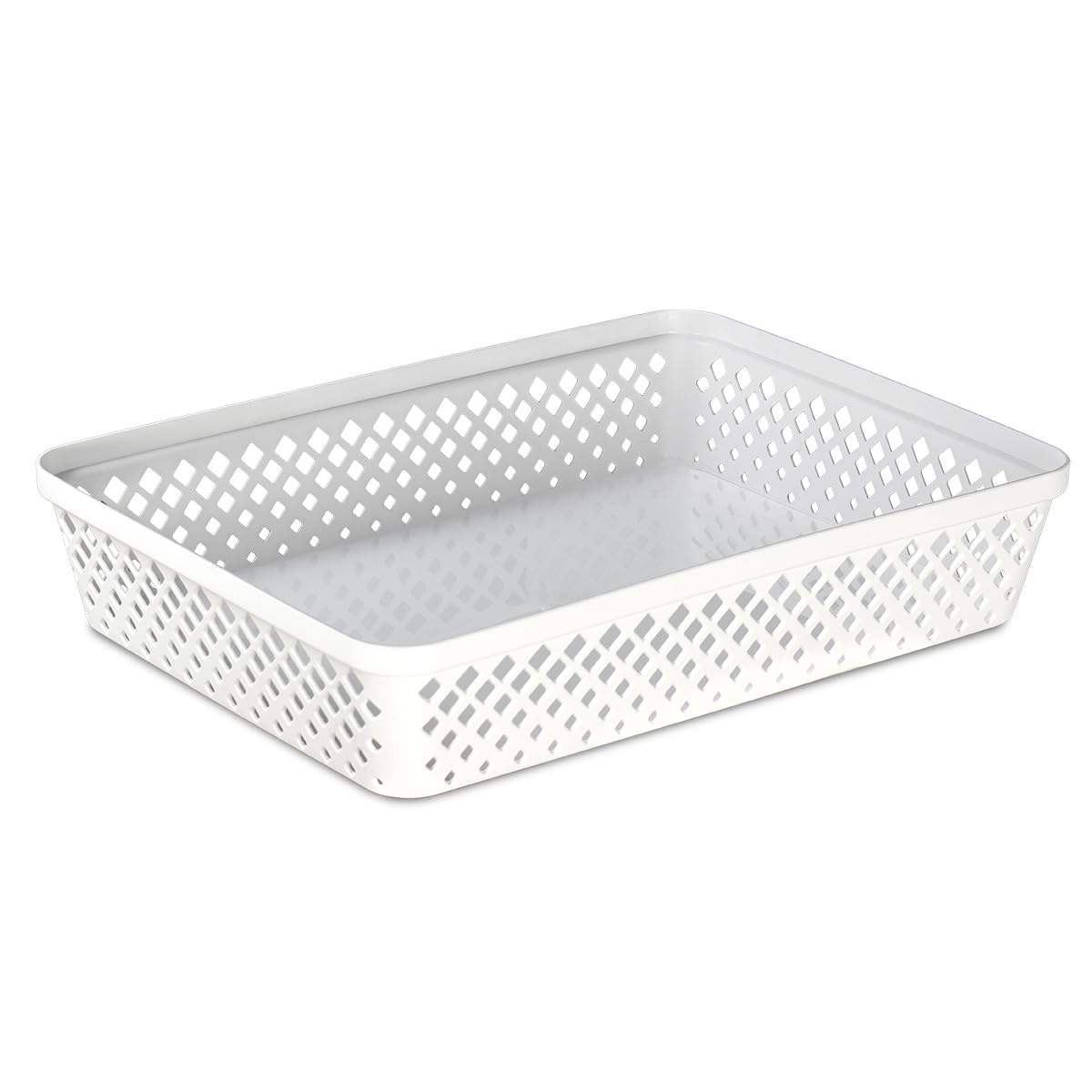 Glad Plastic Storage Basket Set - Multipurpose Drawer Trays, Kitchen Pantry Containers, And Bathroom Bins - 3 Pack Large Organizers, White