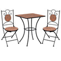 Vidaxl 3 Piece Bistro Set With Mosaic Design, Durable Ceramic Tile And Iron Frame Construction, Terracotta  Ideal For Garden, P