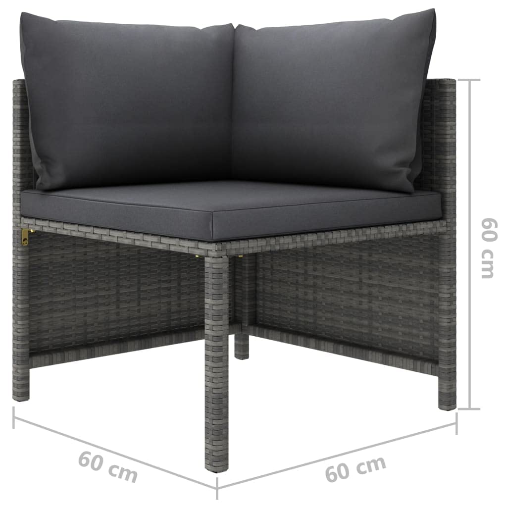 vidaXL Patio Lounge Set 9 Piece, Sectional Sofa for Outdoor, Patio Furniture with Cushions, Corner Sofa, Farmhouse Modern Style, Poly Rattan Gray