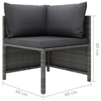 vidaXL Patio Lounge Set 9 Piece, Sectional Sofa for Outdoor, Patio Furniture with Cushions, Corner Sofa, Farmhouse Modern Style, Poly Rattan Gray