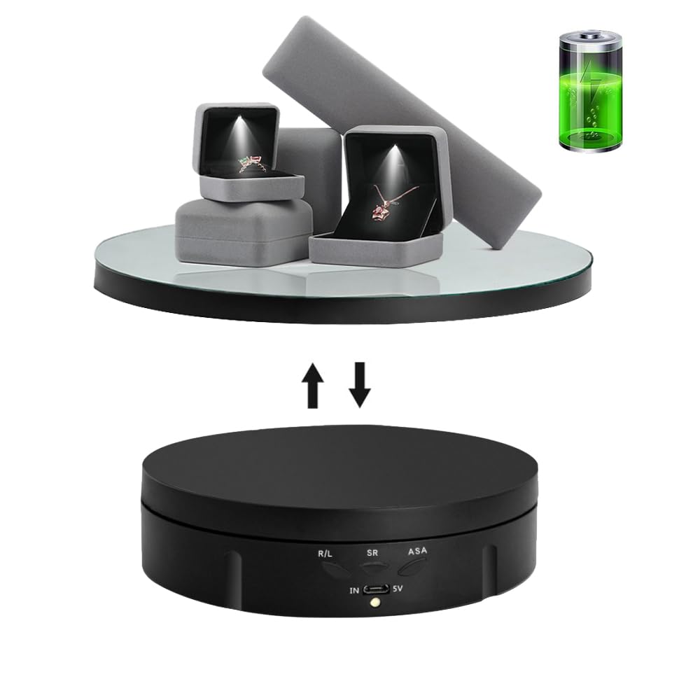 JAYEGT 2 in 1 / 3 in 1 Motorized Rotating Display Stand with Replacement Cover,Max 22lbs Load , 360 Degree Electronic Turntable 