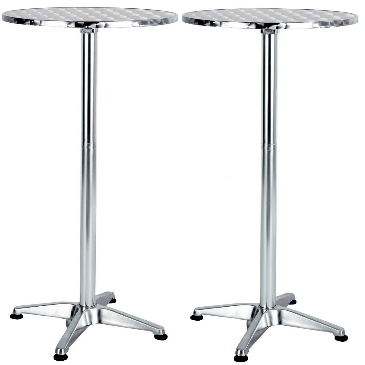 Btexpert Set Of 2, Aluminum Indoor Outdoor 23.75' Round Restaurant Bar Height 45' Table Flip Top, Patio Stainless Steel Silver Furniture 25.75' Base