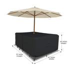 Covers & All Rectangle Table & Chair Set Cover, Umbrella Hole, 12 Oz Waterproof Uv & Weather Resistant, Patio Lawn Garden Backyard Furniture, Air Vents & Drawstrings (76''L X 46''W X 30''H, Black)