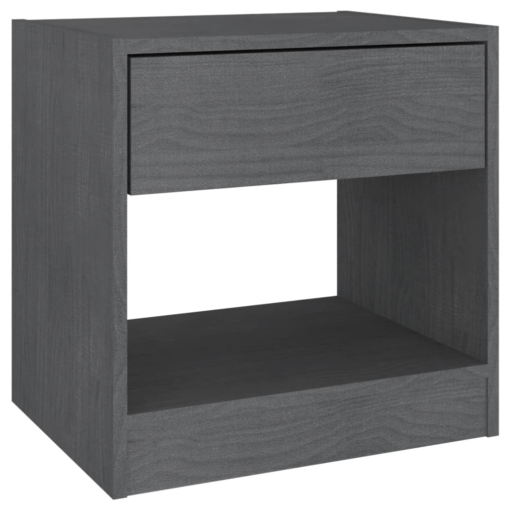 vidaXL Bedside Cabinet Gray 15.7&quot;x12.2&quot;x15.7&quot; Solid Wood Pine