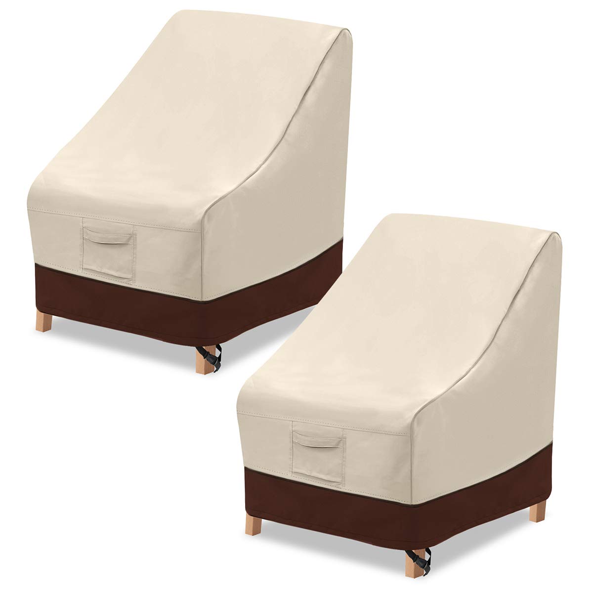 Vailge High Back Patio Chair Cover,Waterproof Outdoor Chair Covers,600D Heavy Duty High-Back Chair Outdoor Patio Furniture Cover - (2 Pack - 35' L X 28W X 35' H, Beige & Brown)