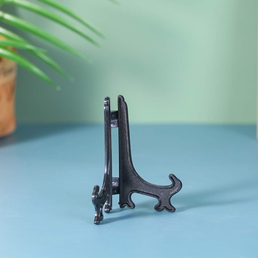 Artliving 4'' Black Plastic Stand Cookie Holder Display Stand Place Card Holder Display Easels At Weddings, Birthday Party(24 Pa