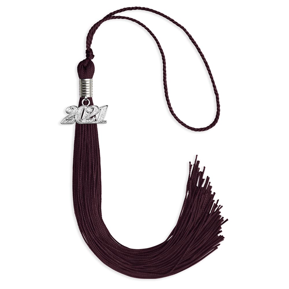 Endea Graduation Single Color Tassel with Silver Date Drop (Maroon, 2021)
