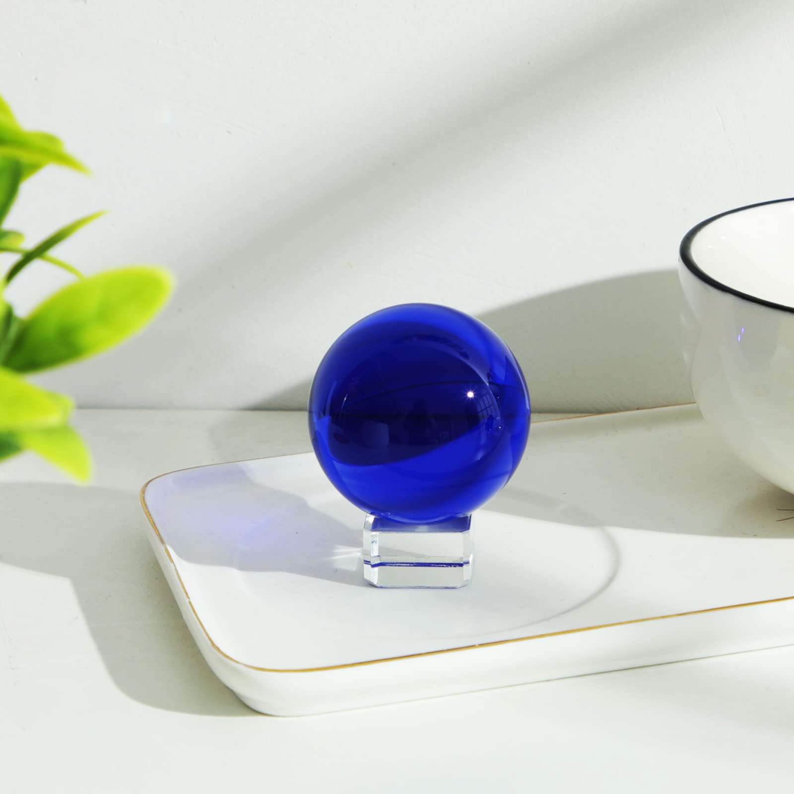 Longwin 50Mm(2 Inch) K9 Solid Crystal Ball With Free Stand Suncatcher (Blue)