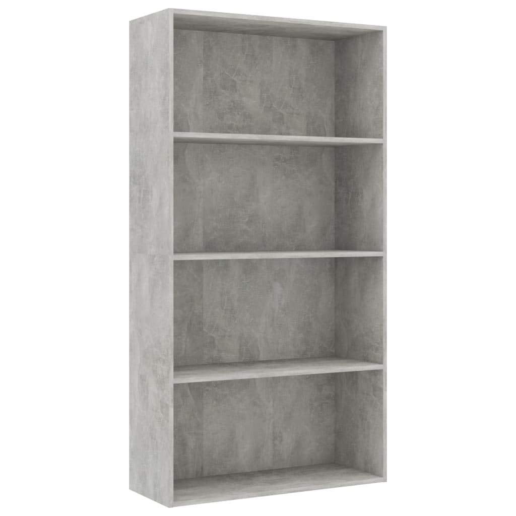 vidaXL Bookshelf, 4-Tier Book Cabinet Bookcase, Wall Bookshelf for Living Room, Freestanding Shelving Unit, Modern, Concrete Gray Engineered Wood