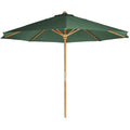All Things Cedar TU90-G Teak Market Table Umbrella Outdoor | 2-Piece Pole & 10-ft Canvas Canopy with Wind Vent | Indonesian Teak Java Finish | Solid Brass Hardware | Easy Storage | Green