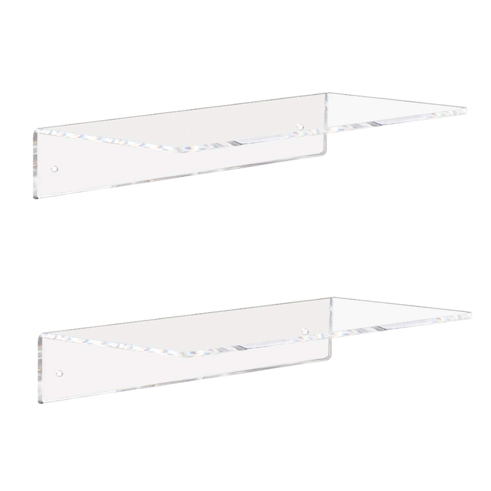 Weiai Clear Acrylic Shelves 12 Inch, Floating Wall Mounted Shelf for Wall Storage, Set of 2