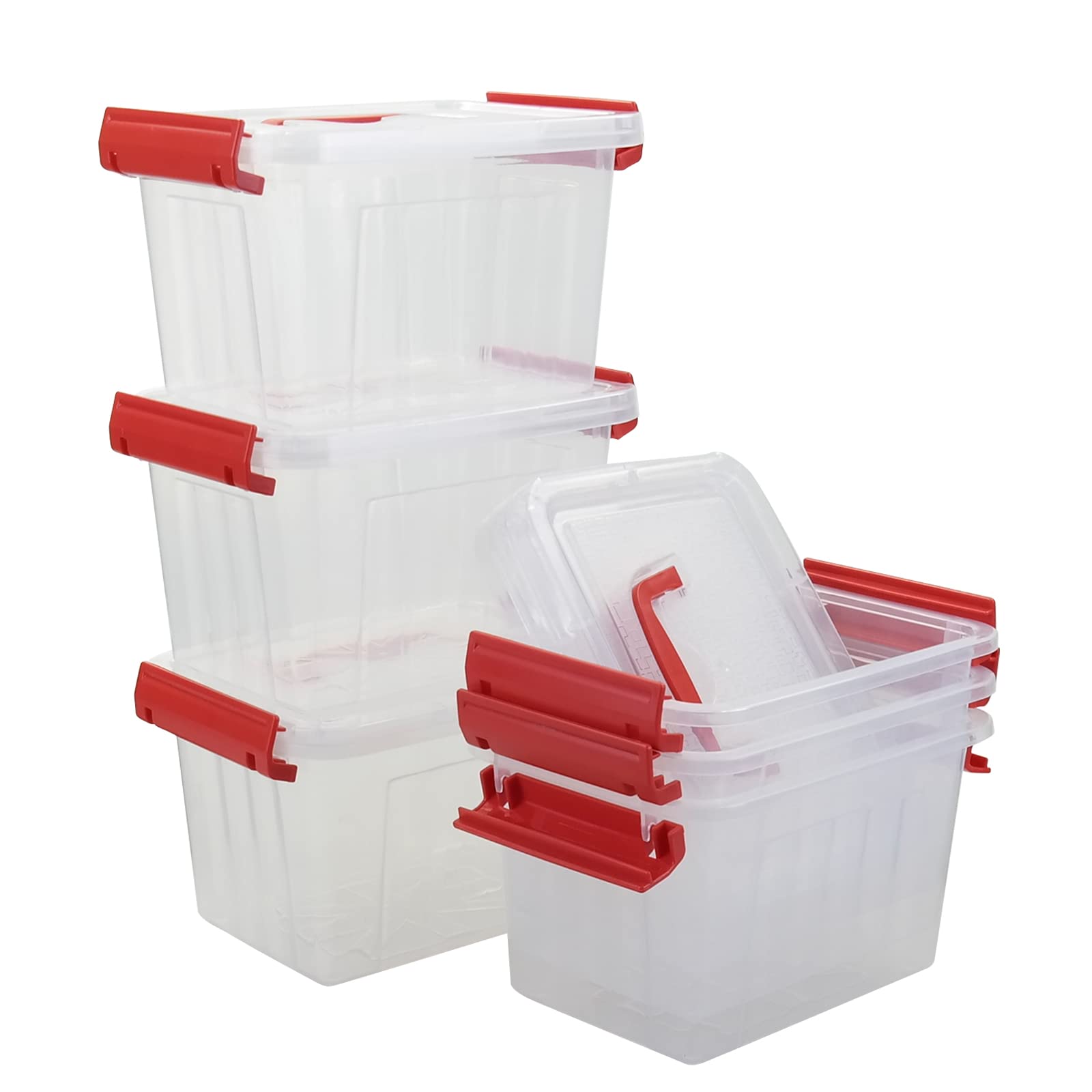 Easymanie 6 Pack 3 Qt Mini Plastic Storage Box Bin with Handle