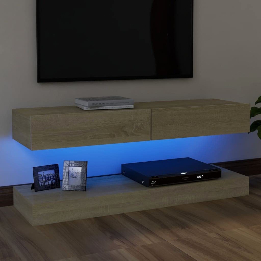 NusGear TV Cabinet with LED Lights Sonoma Oak 47.2&quot;x13.8&quot;