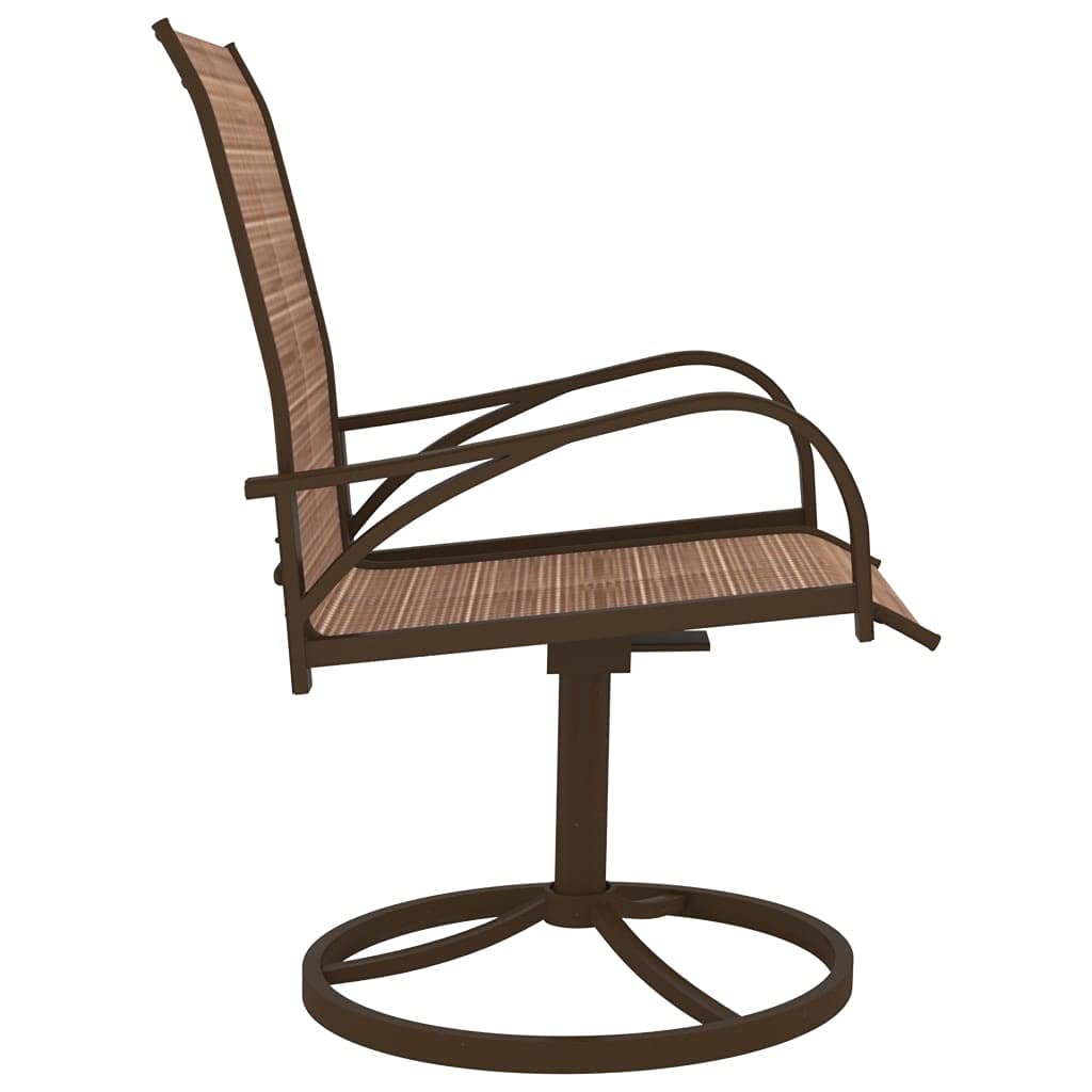vidaXL Modern Patio Swivel Chairs - Set of 2 - Textilene and Powder-Coated Steel - Weather Resistant - Quick Drying - Brown - Assembly Required