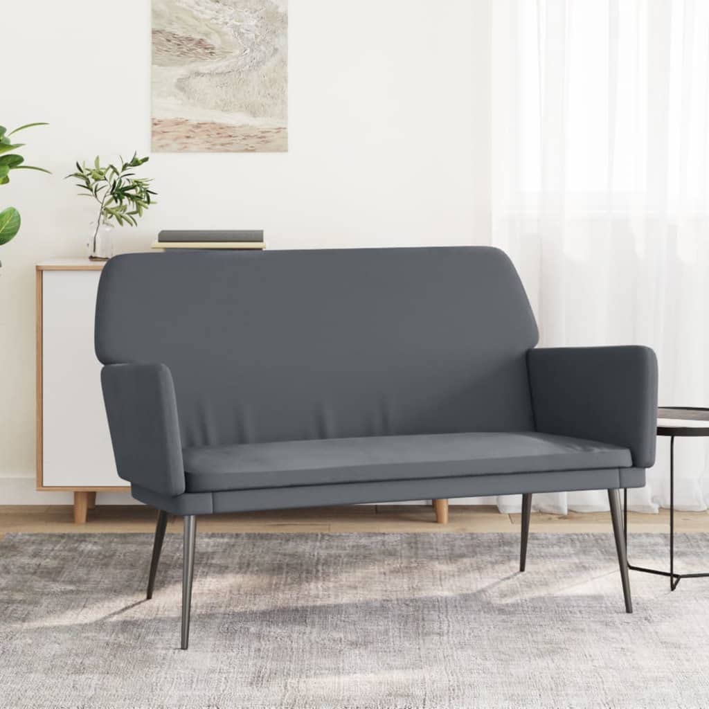 vidaXL Black Velvet Bench with Sturdy Metal Frame - Upholstered Sloping Back & Deep Seat for Optimum Comfort - 42.5&quot;x31.1&quot;x31.1&quot;.