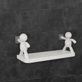 OXGO WallMounted Plastic Bathroom Organizer, SelfAdhesive Storage Rack with 2 Stickers (White, Rectangular)