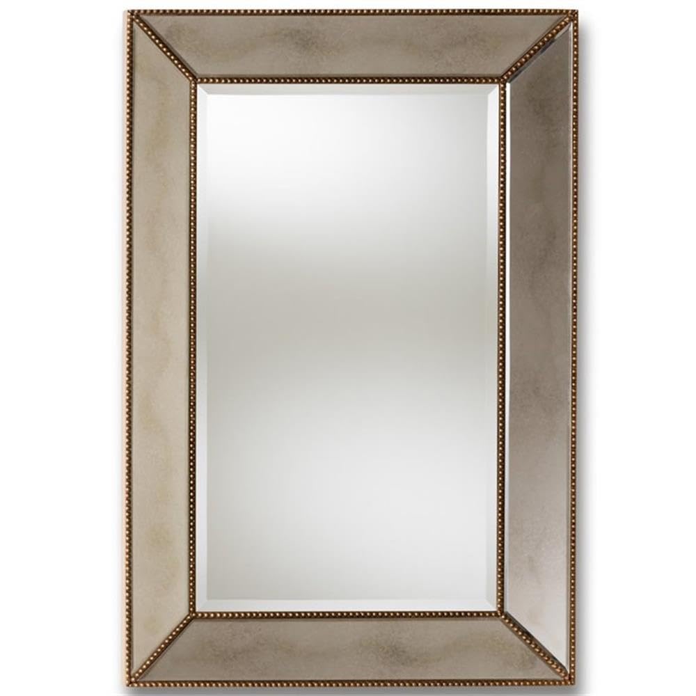 Baxton Studio Neva Modern and Contemporary Antique Gold Finished Rectangular Accent Wall Mirror