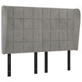 Vidaxl Velvet Headboard With Ears, Classic Design, 57.9"X9.1"X46.5"/50.4", Solid Larch And Engineered Wood, Light Gray; Includes California Proposition 65 Warning