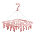 alladaga clothes Drying Hanger with 32 clips and Drip Foldable Hanging Rack (Light Pink)