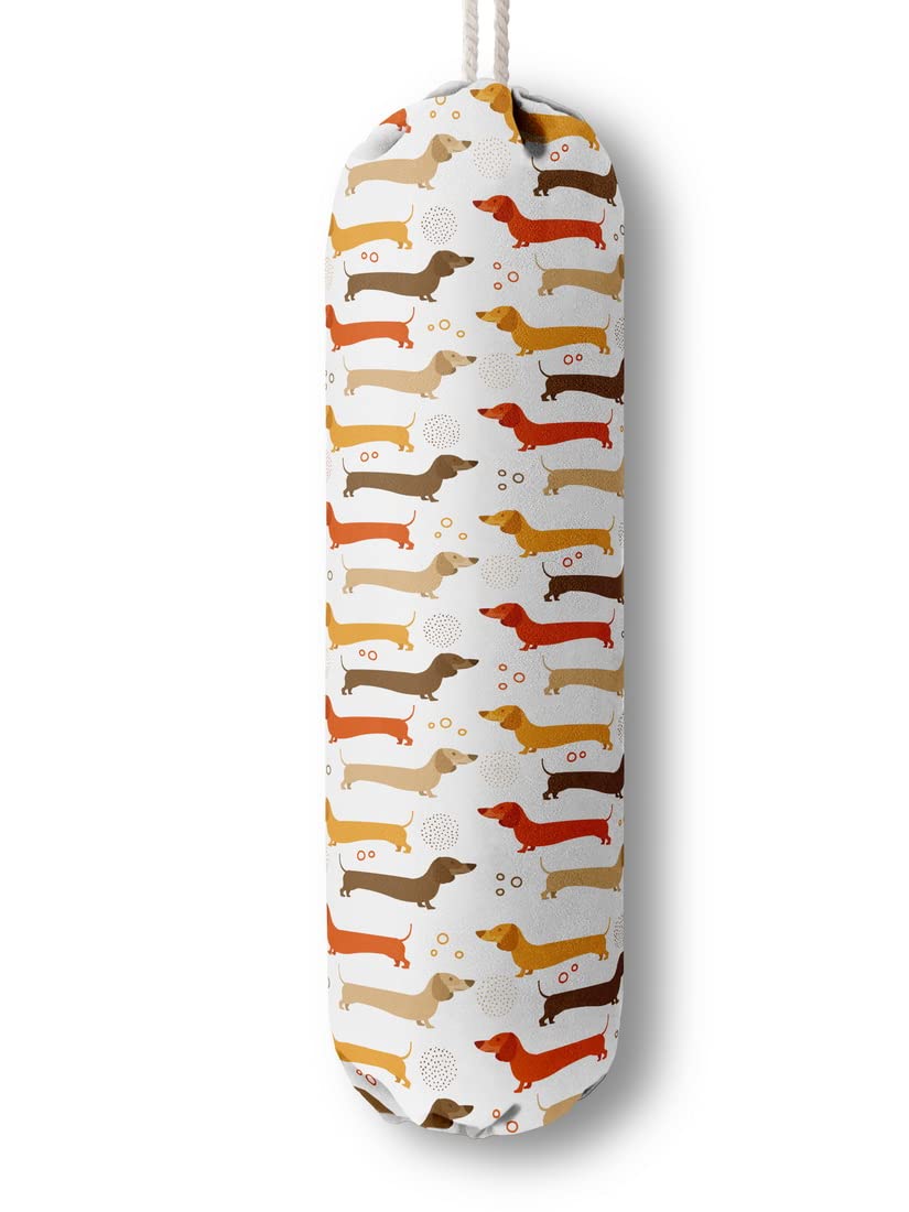 Dog Pattern Grocery Bags Holder Organizer - Wall Mount Plastic Bags Storage Container Dispensers, Perfect Gifts For Dog Lovers