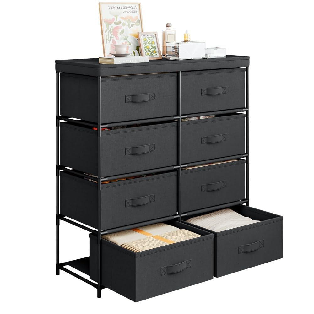 SUOERNUO Dresser with 8 Storage Drawers,Fabric Storage Tower, Makeup Drawer Organizers, Organizer Unit For Livingroom
