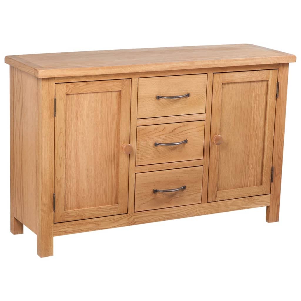 vidaXL Solid Oak Sideboard w/ 3 Drawers 2 Doors Side Storage Cabinet Cupboard