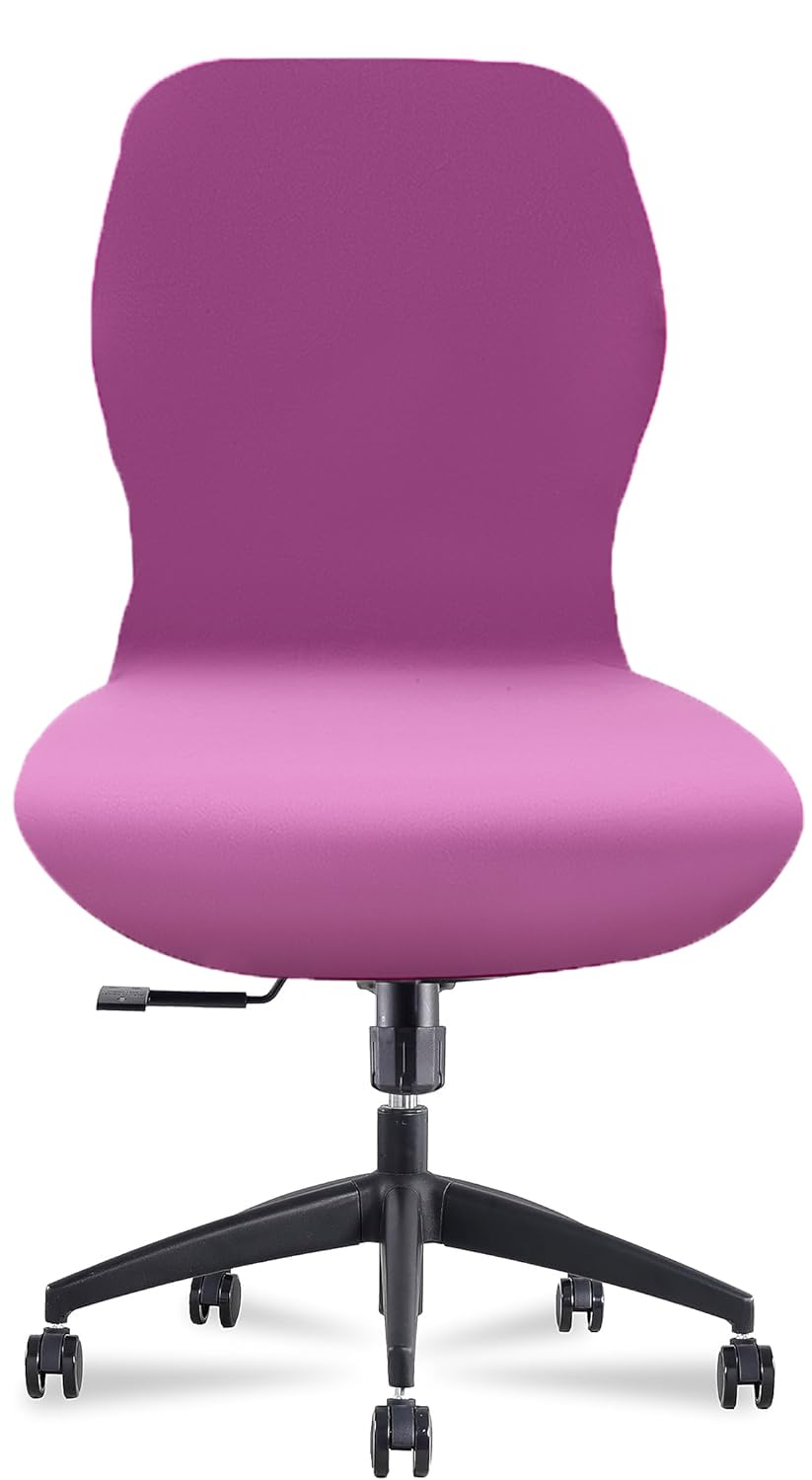 Deisy Dee Velvet Stretch Armless Office Chair Covers - Colorful Stretch Slipcover For Desk Chairs (Purple)