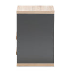 Baxton Studio Pandora 24.25-inch High 2-Drawer Nightstand, Dark Grey and Oak Light Brown (141-7961-HiT)