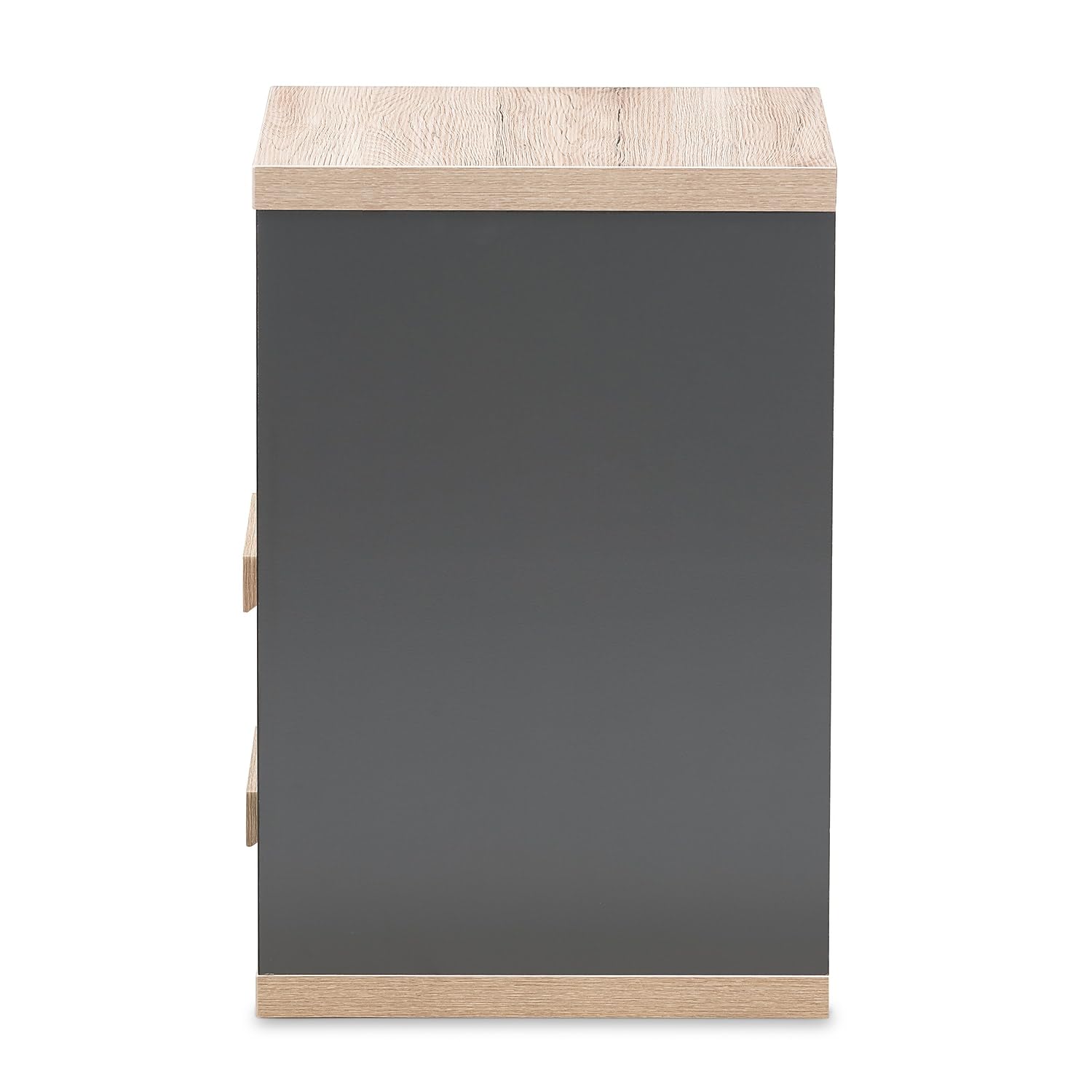 Baxton Studio Pandora 24.25-inch High 2-Drawer Nightstand, Dark Grey and Oak Light Brown (141-7961-HiT)