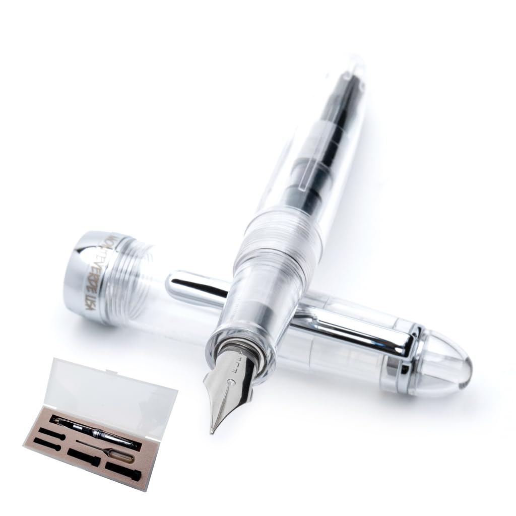 Monteverde Monza Fountain Pen (With Ink Vials), Crystal Clear; Broad Nib