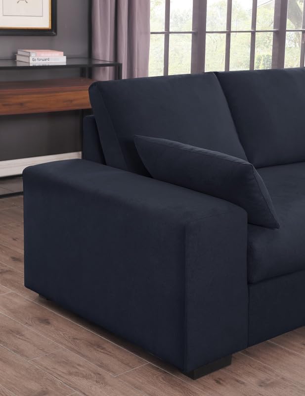 Joshua 100W Dark Gray Woven Fabric Sectional Sofa with Right Facing Chaise and Console Ottoman