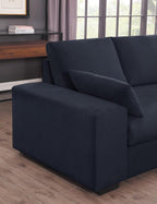 Joshua 100W Dark Gray Woven Fabric Sectional Sofa with Right Facing Chaise and Console Ottoman