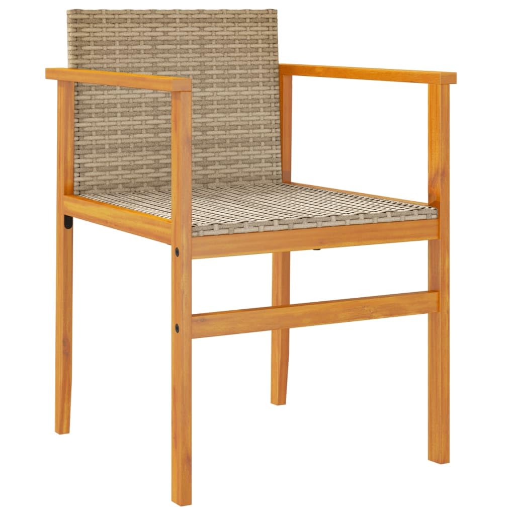vidaXL – Patio Chairs/Outdoor Garden Furniture/2 Pcs Beige Poly Rattan/Solid Wood – Comfortable Seats with Supportive Backrest & Armrests for Deck/Patio – Durable & UV-Resistant