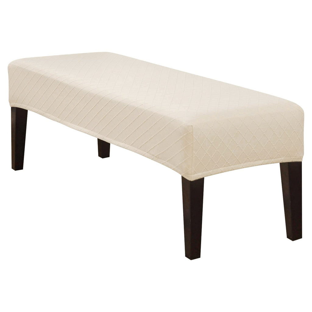 Searchi Stretch Dining Bench Covers, Washable Anti Dust Durable Bench Cushion Covers Jacquard Bench Slipcover, Dining Room Bench Covers For Dining Room, Bedroom, Living Room(Beige Jacquard)