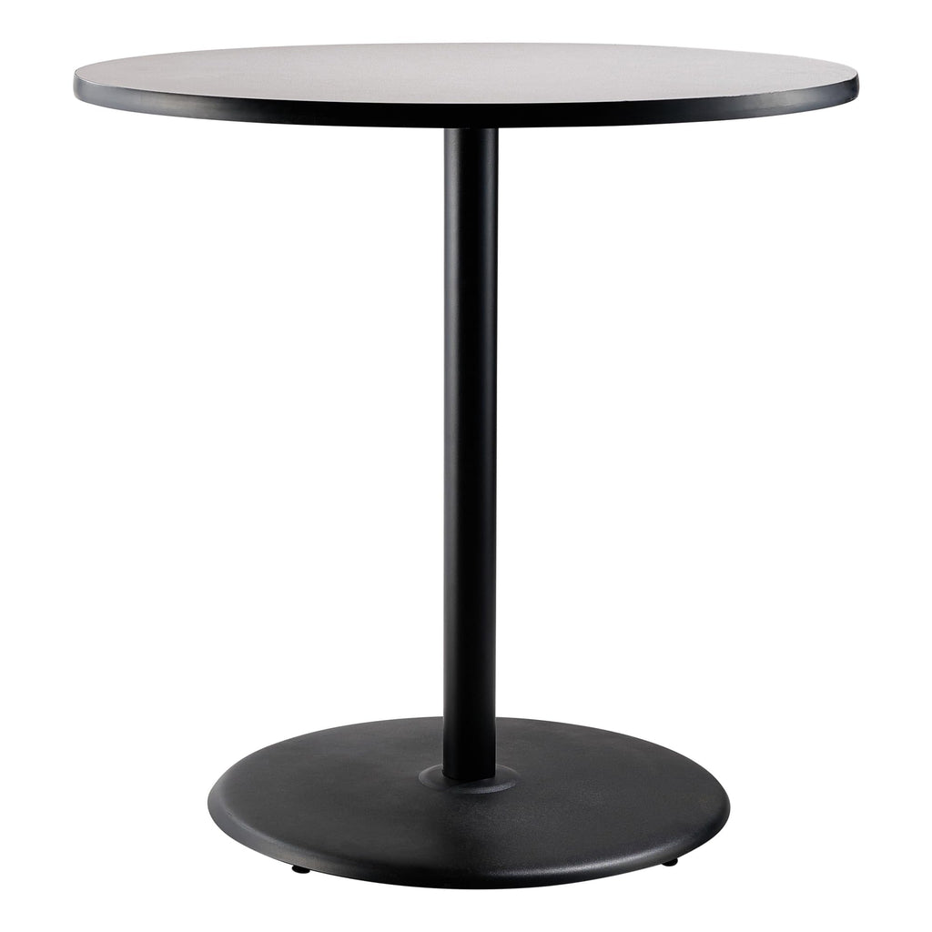 National Public Seating Nps 36&Quot; Round Cafe Table With Round Base, 42&Quot; Height, Particleboard Core/T-Mold, Grey Nebula Top, Black Frame