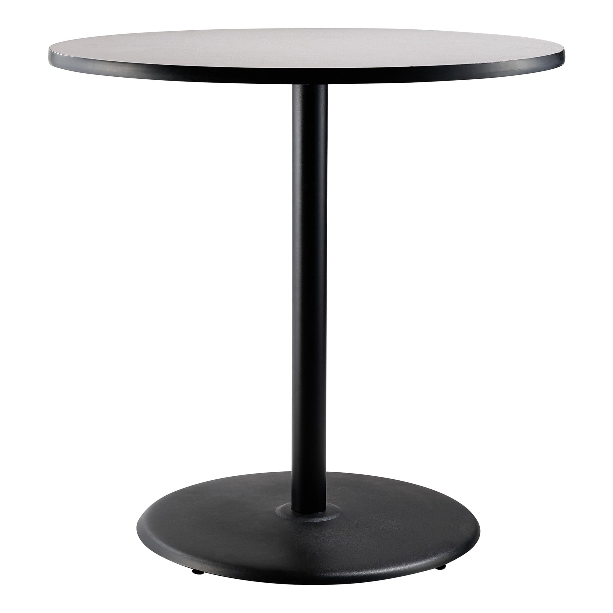 National Public Seating Nps 36&Quot; Round Cafe Table With Round Base, 42&Quot; Height, Particleboard Core/T-Mold, Grey Nebula Top, Black Frame