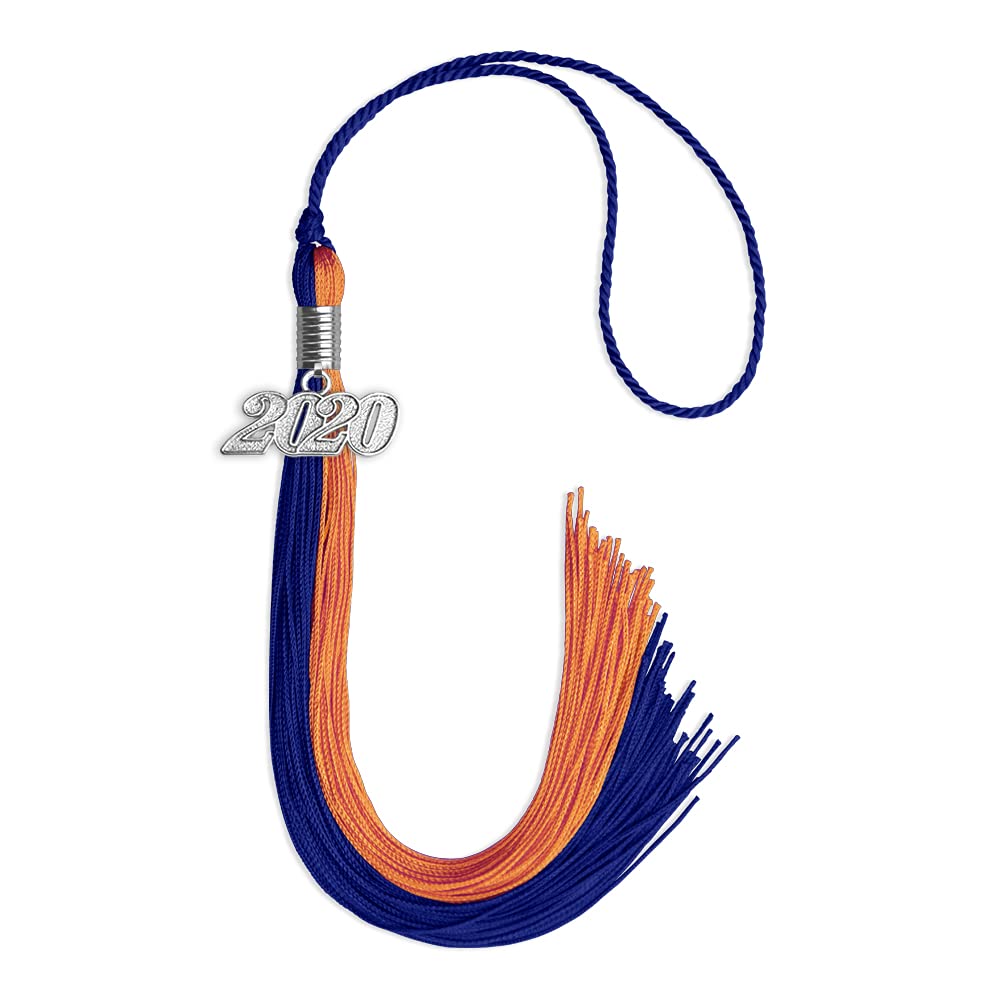 Endea Graduation Double Color Tassel with Silver Date Drop (Royal Blue/Orange, 2020)