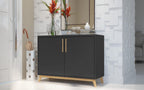 HomeRoots Wood, Manufactured Modern Black and Natural Two Door Buffet